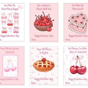 Printable Valentine’s Day Cards - Cherry-Themed PDF Download for Kids and Adults