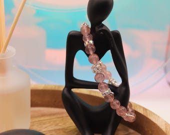 New year Gift, Handmade Strawberry Quartz Bracelet - Natural Crystal Jewelry for Love & Healing Energy, Gift for Women