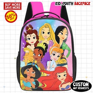 Sac à dos princesse Disney, cartable princesse, anniversaire fille sac à dos enfant, cadeau d'anniversaire, sac de voyage amusant