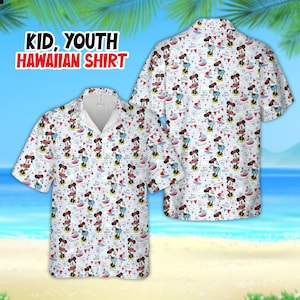 Camicia hawaiana Disney Minnie Mouse, camicia con bottoni Minnie, camicia tropicale, camicia da spiaggia estiva con cartoni animati, camicia Disneyworld, camicia Disneyland