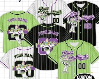 Custom   Buzz Lightyear Toy Story Baseball Collection, Baseball Jersey Collection Choose Style Jersey  land Birthday Gift