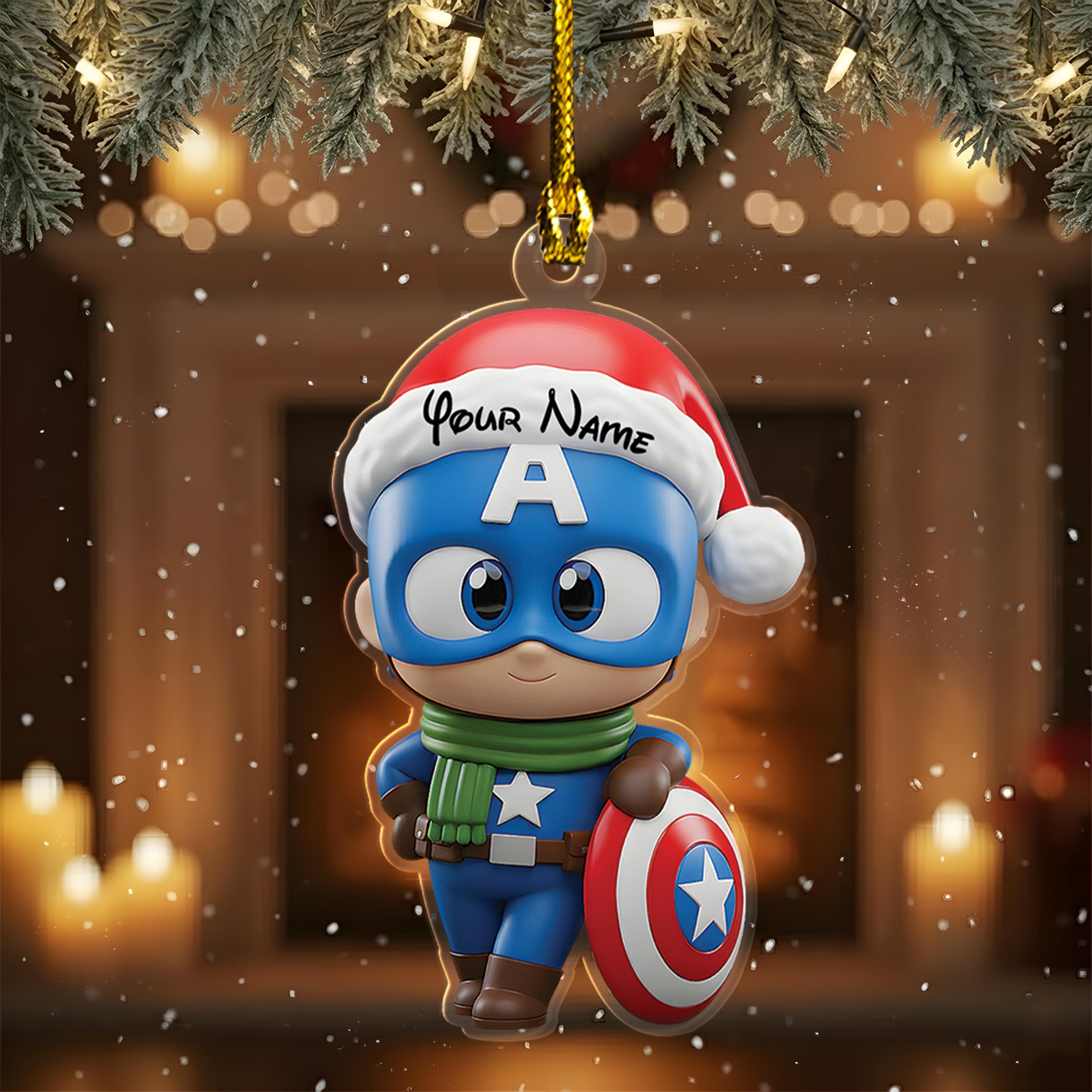 Discover Custom avenger Captain America Ornament, Personalized Boys Name Hanging Decorations, Christmas Gifts for Son