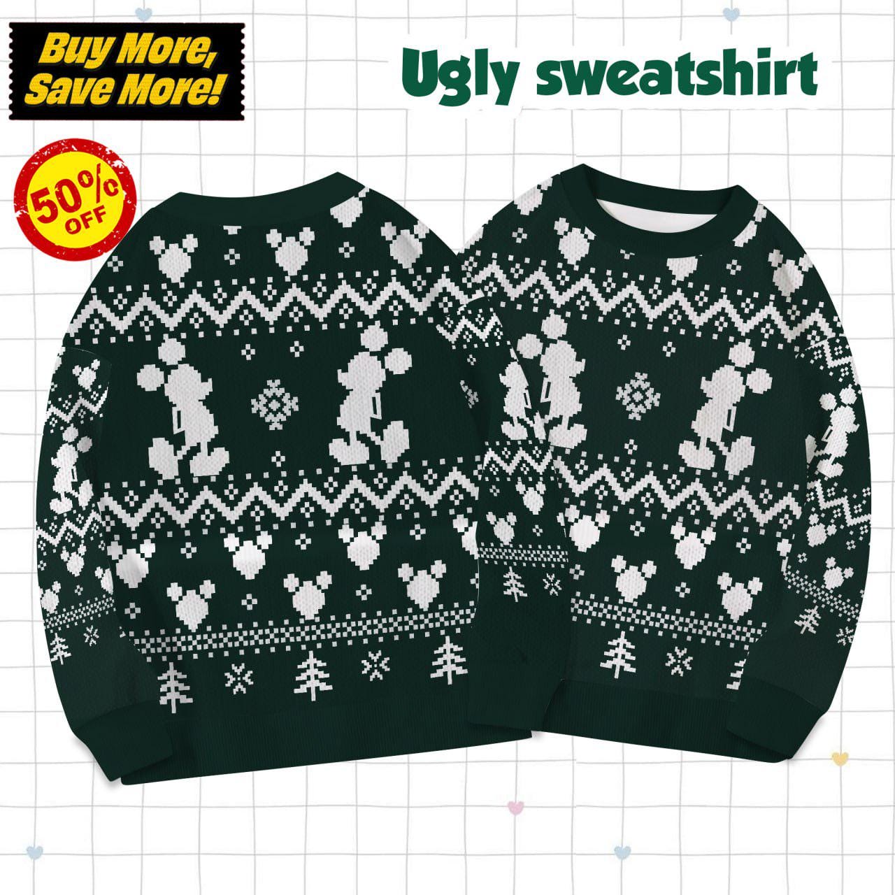 Discover Disney Mickey Mouse Ugly Sweater, Mickey Mouse Christmas Tree Ugly Sweatshirt, Disney Christmas Gift For Kid Youth Adult