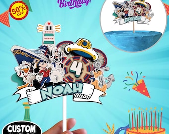 Personalized Disney Cruise Mickey 2D Flat Cake Topper, McQueen Topper, Acrylic Cake Topper, Disney Theme,Disney Park Theme Centerpiece