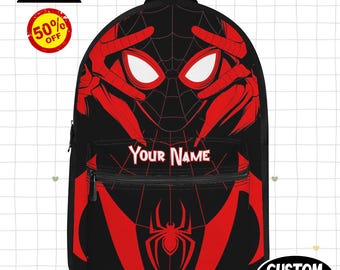 Custom   Spiderman Miles Morales Backpack, Kids School Bag, Custom Name Backpack, Cute Kids Backpack, Birthday Gift, Fun Travel Bag