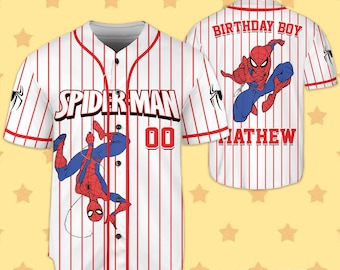 Personalized Spiderman Baseball Jersey, Custom Spidey Baseball Jersey Kids, Youth, Adult, Spiderman Birthday Boy Jersey, Family Shirts