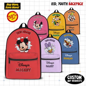 Mochila personalizada de Mickey y sus amigos, mochila escolar para niños de Mickey, mochila con nombre personalizado, mochila infantil bonita, regalo de cumpleaños, bolsa de viaje divertida