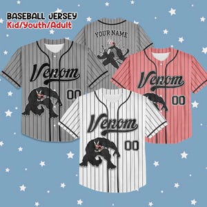 Personalized Disney Venom Baseball Jersey, Custom Spidey Baseball Jersey Kids, Youth, Adult, Spiderman Birthday Boy Jersey