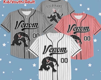 Personalized   Venom Baseball Jersey, Custom Spidey Baseball Jersey Kids, Youth, Adult, Spiderman Birthday Boy Jersey
