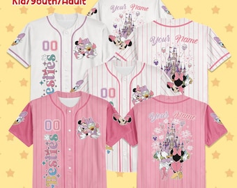 Custom Disney Minnie Daisy Baseball Jersey, Disney Besties Collection Choose Style Jersey Disneyland Birthday Gift For Kid Youth Adult