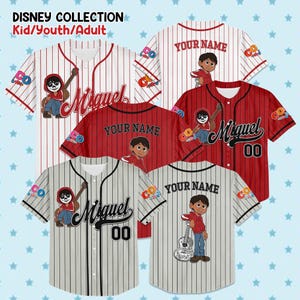 Custom Disney Coco Miguel Style Baseball Jersey, Superhero Kids Jersey, Personalized Baseball Jersey, Superhero Baseball Jersey Group Shirt