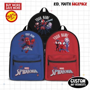 Spiderman Marvel Backpack, Kids School Bag, Custom Name Backpack, Cute Kids Backpack, Birthday Gift, Fun Travel Bag