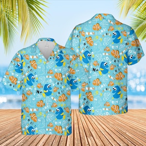 Camicia hawaiana Disney Dory, camicia con bottoni Dory, camicia tropicale, camicia estiva da spiaggia con cartoni animati, camicia Disneyworld, camicia Disneyland