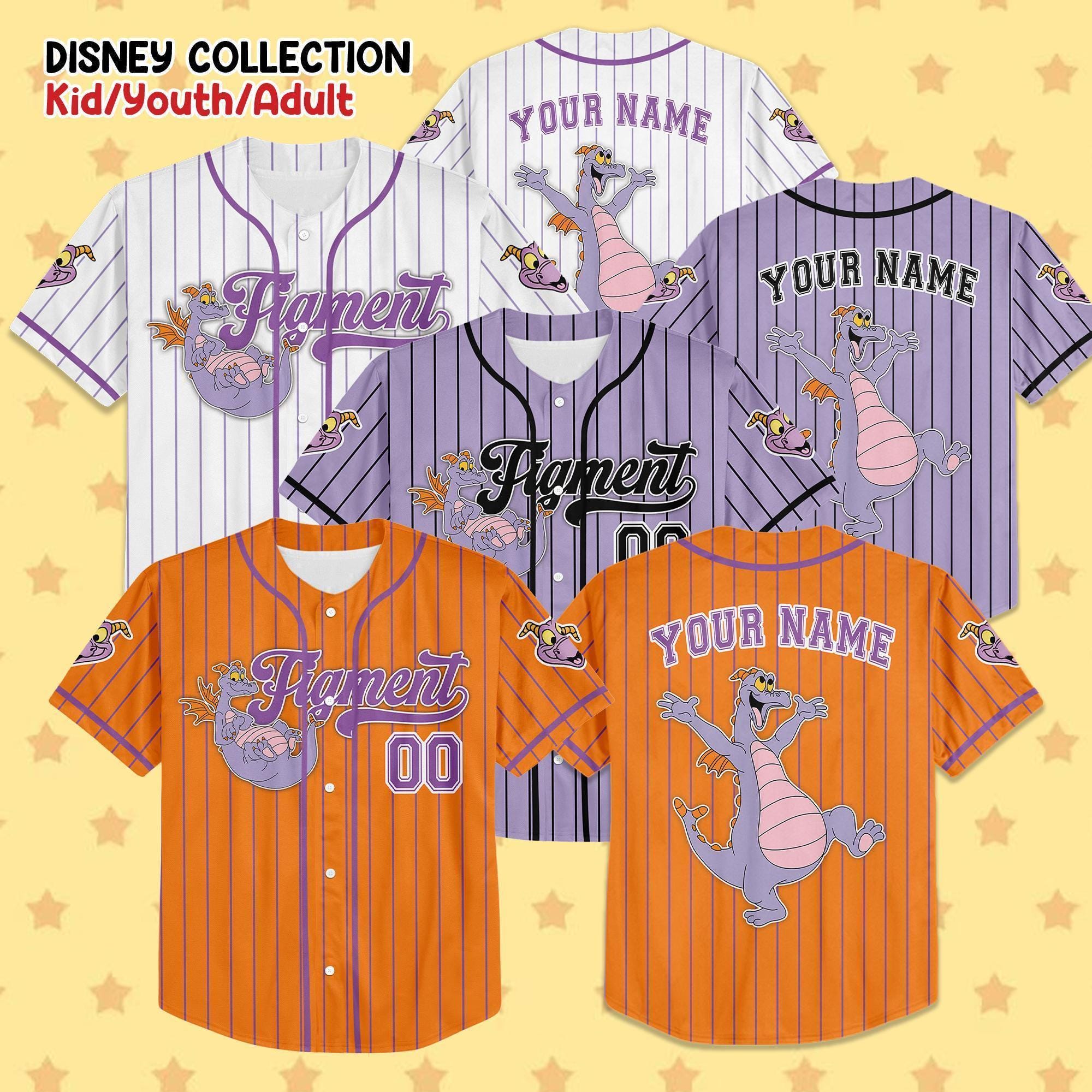 Discover Custom Disney Figment Little Spark Simple Stripe, Custom Kids, Youth, Adult Disney Baseball Jersey Sports Outfits Cute Gifts For Fans Disney