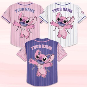 Custom Lilo and Stitch Stitch Baseball Jersey, Gift for Kids, Birthday Gift, Gift For Baseball Fans image 4