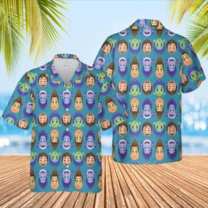 Camicia hawaiana personalizzata Luca Paguro, camicia con bottoni Luca, camicia tropicale, camicia estiva da spiaggia con cartoni animati, camicia Disneyworld, camicia Disneyland