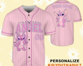 Custom   Stitch Angel Baseball, Custom Kid Youth Adult   Jersey,   Baseball Jersey, Stitch Birthday Gift Stitch Fan
