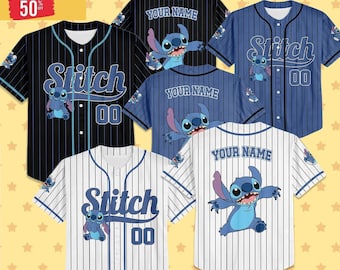 Personalize Disney Vintage Stitch Baseball Jersey, Baseball Jersey Collection Choose Style Jersey Disneyland Birthday Gift