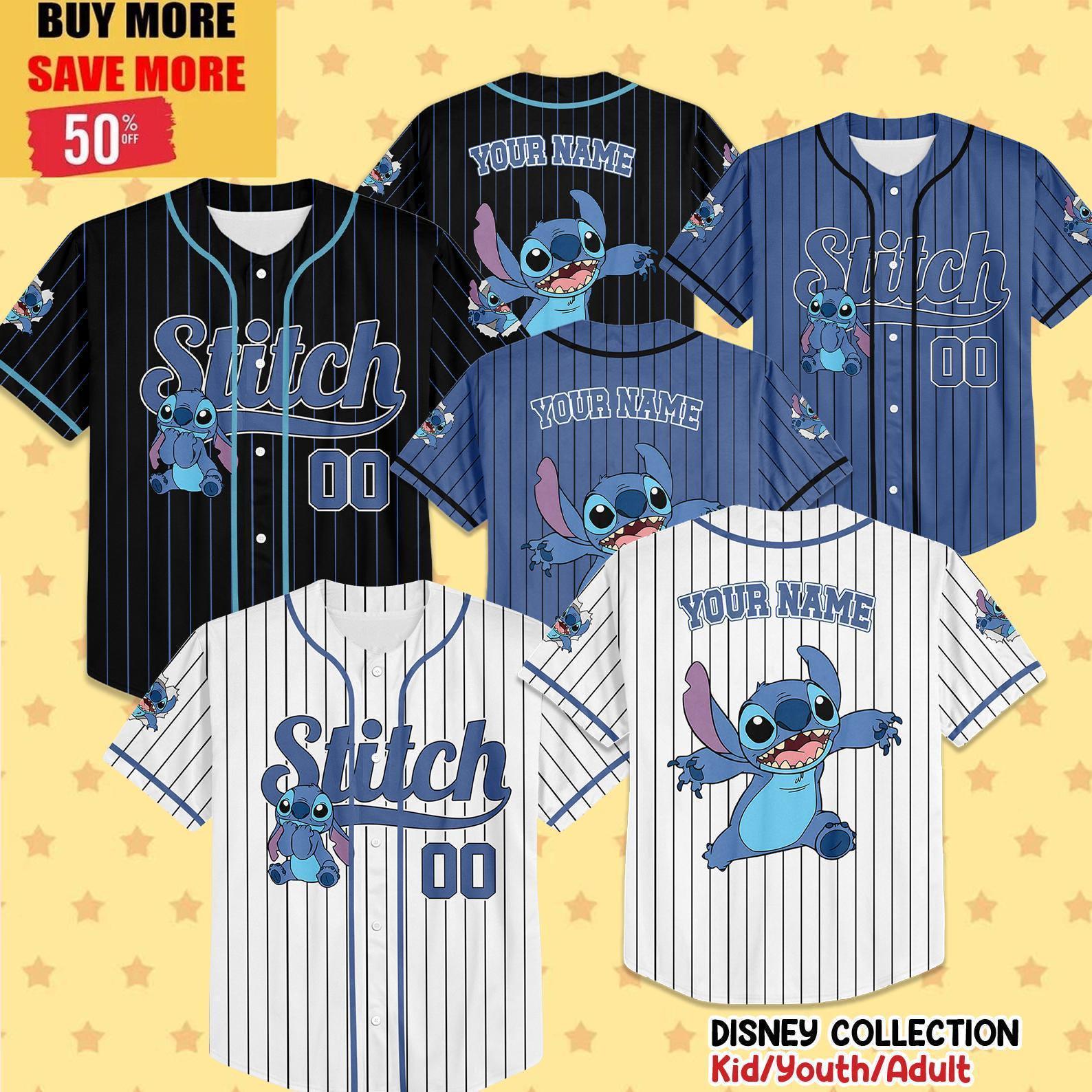 Personalize Disney Vintage Stitch Baseball Jersey, Baseball Jersey Collection Choose Style Jersey Disneyland Birthday Gift