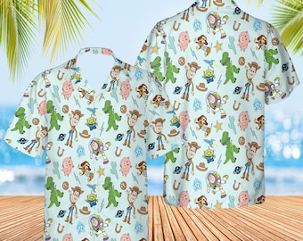Toy Story Hawaiian Shirt,   Toy Story Friends Summer Shirt, Woody Buzz Lightyear Button Up Shirt, Hawaii Shirt For Toy Story Lover