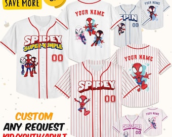 Personalized   Spidey And His Amazing Friends Baseball Jersey, Retro Spidey Kids Youth Adult Baseball, Superhero Spidey Birthday Boy