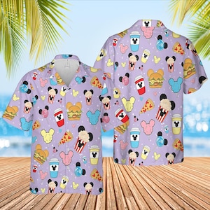 Disney Disney Candy Hawaiiaans shirt, Mickey Button-shirt, tropisch shirt, cartoon zomerstrandshirt, Disneyworld-shirt, Disneyland-shirt