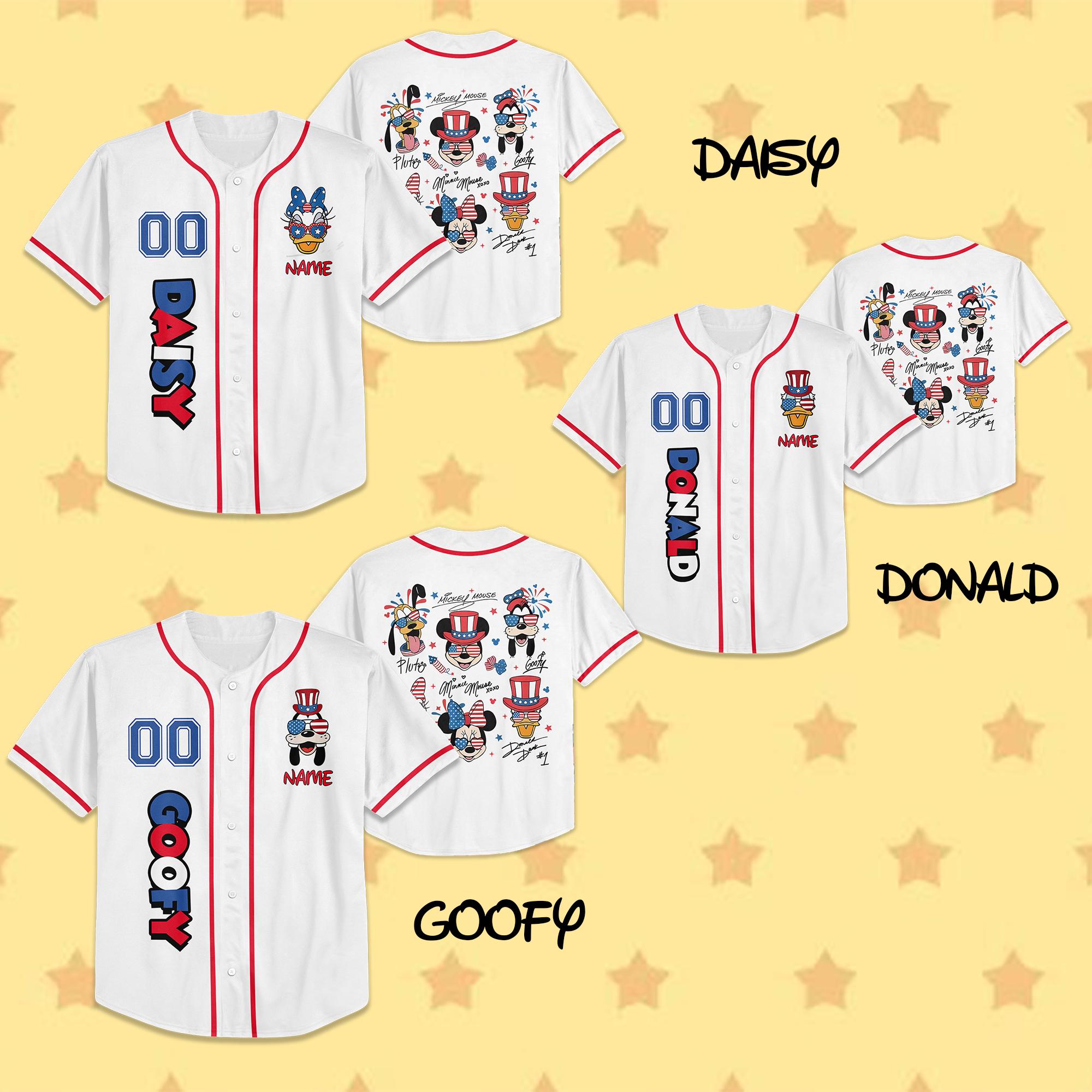 Discover Custom Name Mickey and Friends 4th Of July Baseball Jersey, Personalized Disney Kid/Youth/Adult Collection Jersey Patriotic Memorial Day