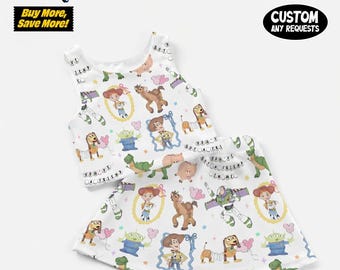 Handmade Toy Story Girls Disney Set - Toy Story Skort - Children And Adult Disney Outfit - Girls Disney Activewear Set