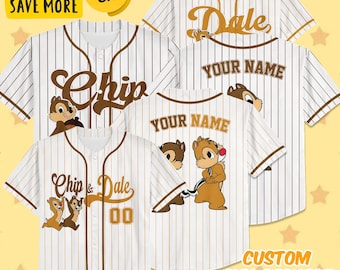 Personalized Chip and Dale Baseball Jersey,   Chip and Dale Shirt,   Baseball Team Outfit, Cartoon Birthday Gift For Kid Adult