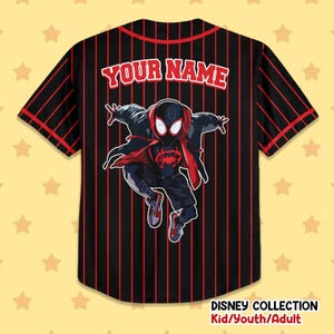 Camiseta de béisbol negra personalizada de Spiderman Spiderverse Miles Morales, camiseta de béisbol de Spidey, regalo para fan de Spiderman, cumpleaños de Spiderman imagen 3