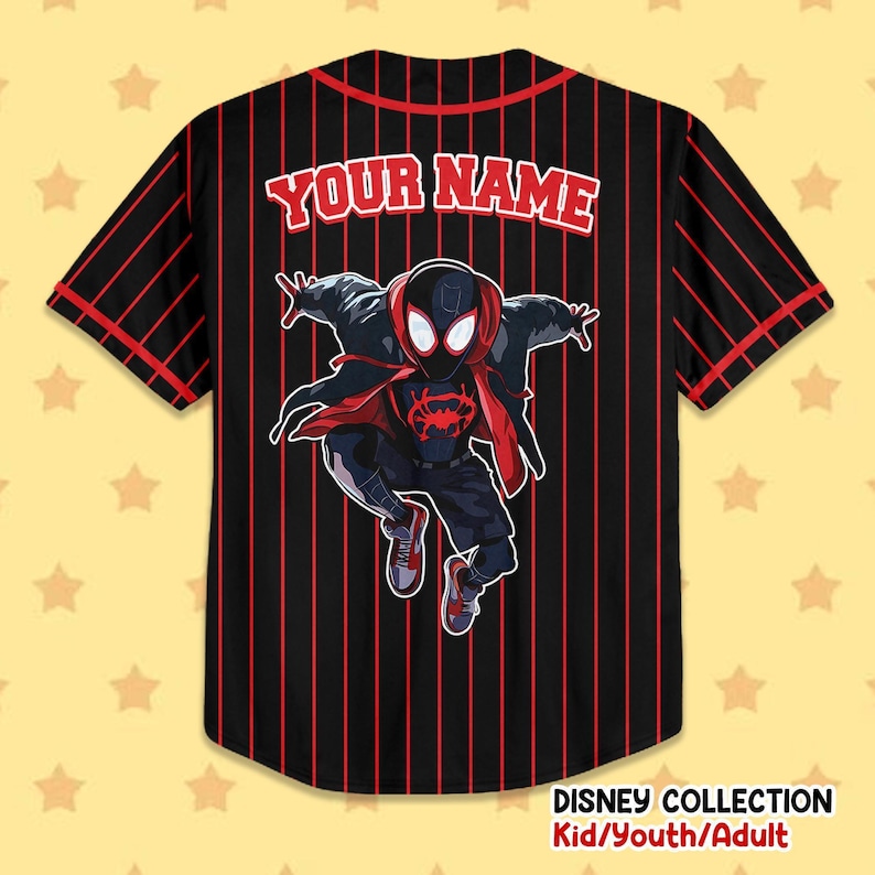 Camiseta de béisbol negra personalizada de Spiderman Spiderverse Miles Morales, camiseta de béisbol de Spidey, regalo para fan de Spiderman, cumpleaños de Spiderman imagen 3