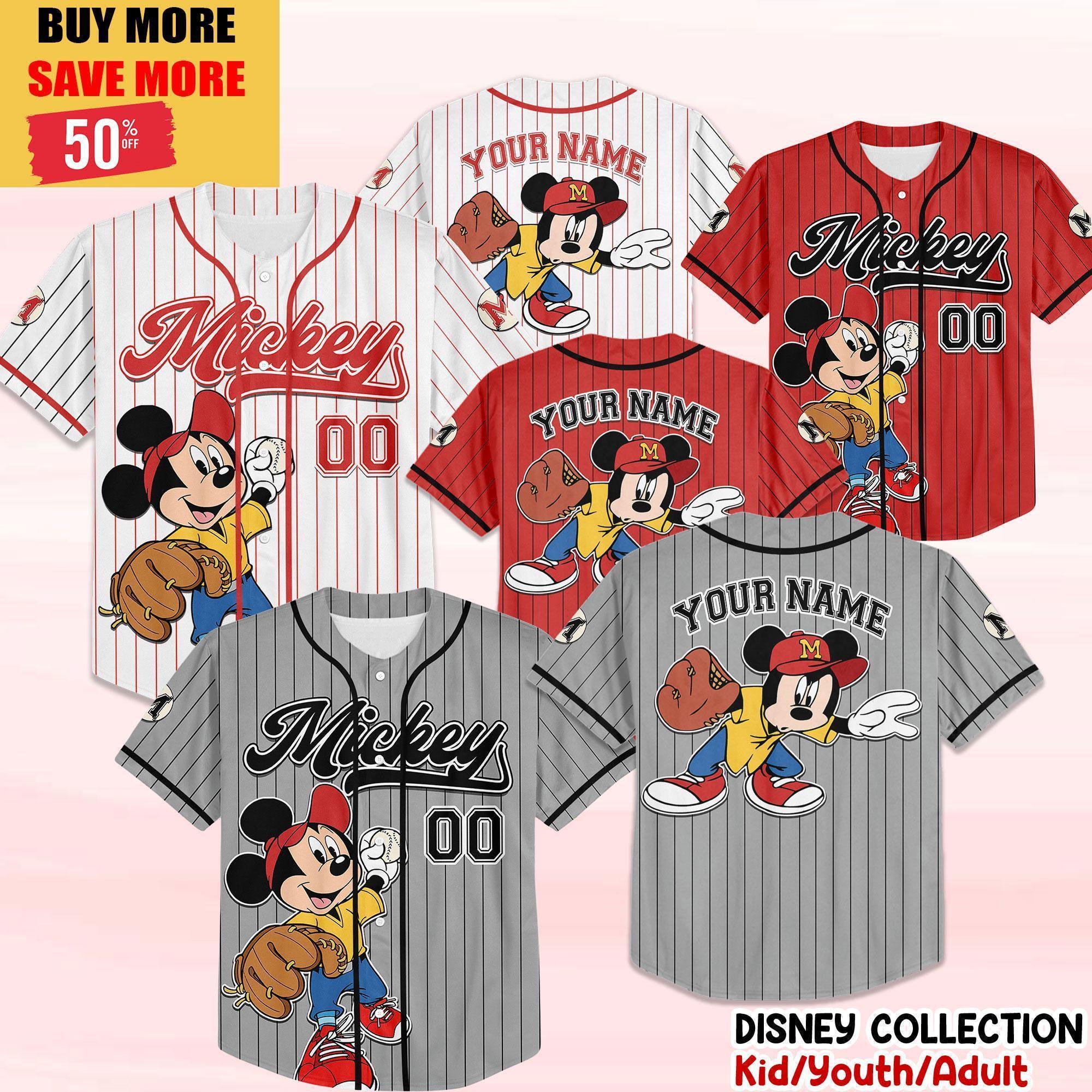 Discover Personalize Disney Vintage Mickey Mouse Baseball Jersey, Baseball Jersey Collection Choose Style Jersey Disneyland Birthday Gift