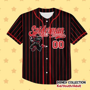 Camiseta de béisbol negra personalizada de Spiderman Spiderverse Miles Morales, camiseta de béisbol de Spidey, regalo para fan de Spiderman, cumpleaños de Spiderman imagen 2