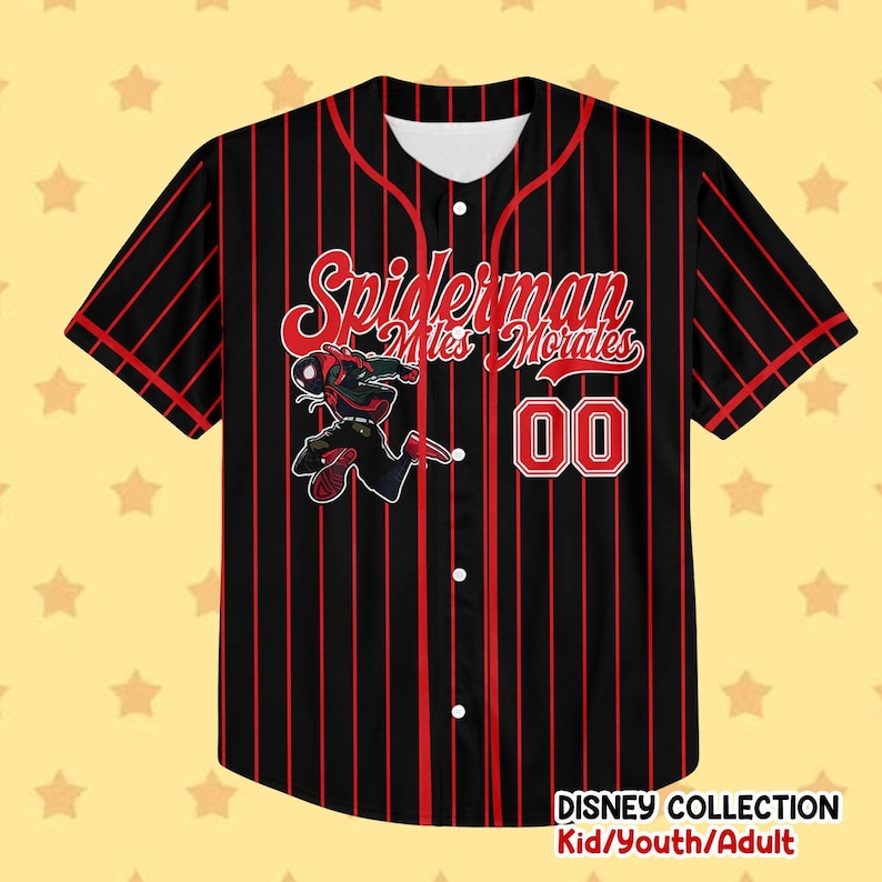Camiseta de béisbol negra personalizada de Spiderman Spiderverse Miles Morales, camiseta de béisbol de Spidey, regalo para fan de Spiderman, cumpleaños de Spiderman imagen 2