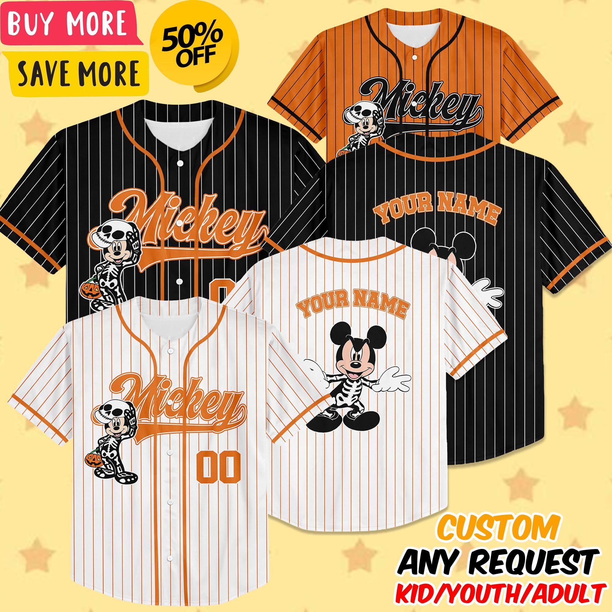Discover Custom Disney Mickey Halloween Collection Simple Baseball, Personalized Baseball Team Jersey, Birthday Gift for Halloween Fans Family