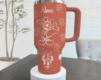 Personalized Disney Mickey Mouse Tumbler 40OZ Cup, Custom Laser Engraved Tumbler with Name & Logo, Christmas Gift for Him or Her