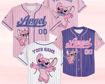 Camiseta de béisbol personalizada de Lilo y Stitch, regalo para niños, regalo de cumpleaños, regalo para aficionados al béisbol.