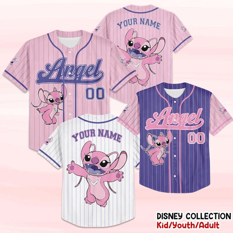 Custom Lilo and Stitch Stitch Baseball Jersey, Gift for Kids, Birthday Gift, Gift For Baseball Fans image 1
