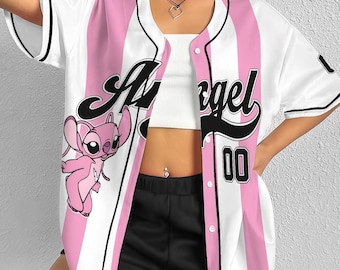 Personalize   Angel Stitch Baseball Jersey, Custom Kid Youth Adult Baseball Jersey, Custom   Birthday Gift