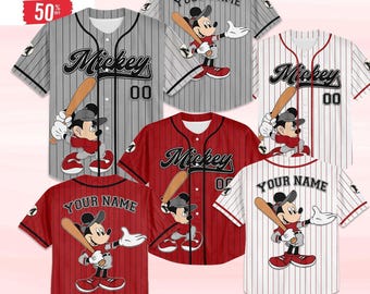 Personalize Disney Mickey Mouse Baseball Jersey, Baseball Jersey Collection Choose Style Jersey Disneyland Birthday Gift