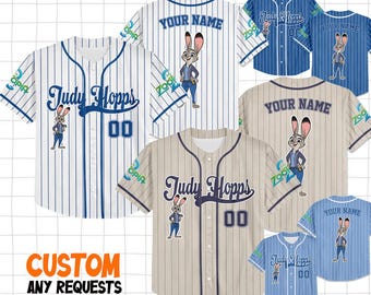 Personalize Disney Zootopia Judy Hopps, Custom Disney Couple, Baseball Family Team Jersey, Disneyland Cute Birthday Gift