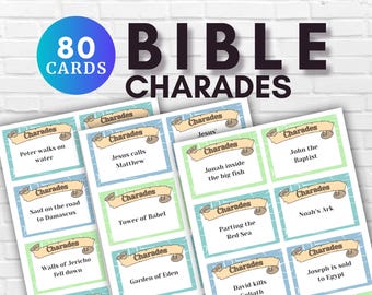 Bible Charades for Youth Groups Bible games for Church Bible Stories Charades Guessing Game for Groups Party Fellowship Church Community