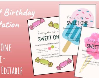 Editable 1st Birthday Invitation- Sweet One