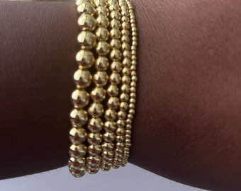 18k Gold Filled Beaded Bracelet - Elastic Bracelet - 18K Gold Bracelet - Stack Bracelet - Gold Minimalist Bracelet - Made to Order