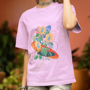 Flower T-Shirt, Simple Flower Design, Unisex Men Women Cotton T-Shirt, Gift For Her, Nature Insipred Shirt, Botanical Print