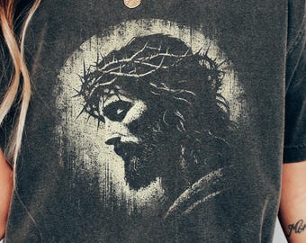 Jesus Christ Crown Comfort Colors T-Shirt: Vintage Christian Faith Apparel