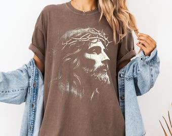 Vintage Jesus Christian Tee in Comfort Colors, Retro Faith Unisex Shirt for Easter Season.
