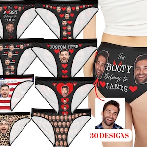 Personalized Face Underwear for Women, Custom Photo Underwear, Funny Bachelorette Bride and Anniversary Gift.