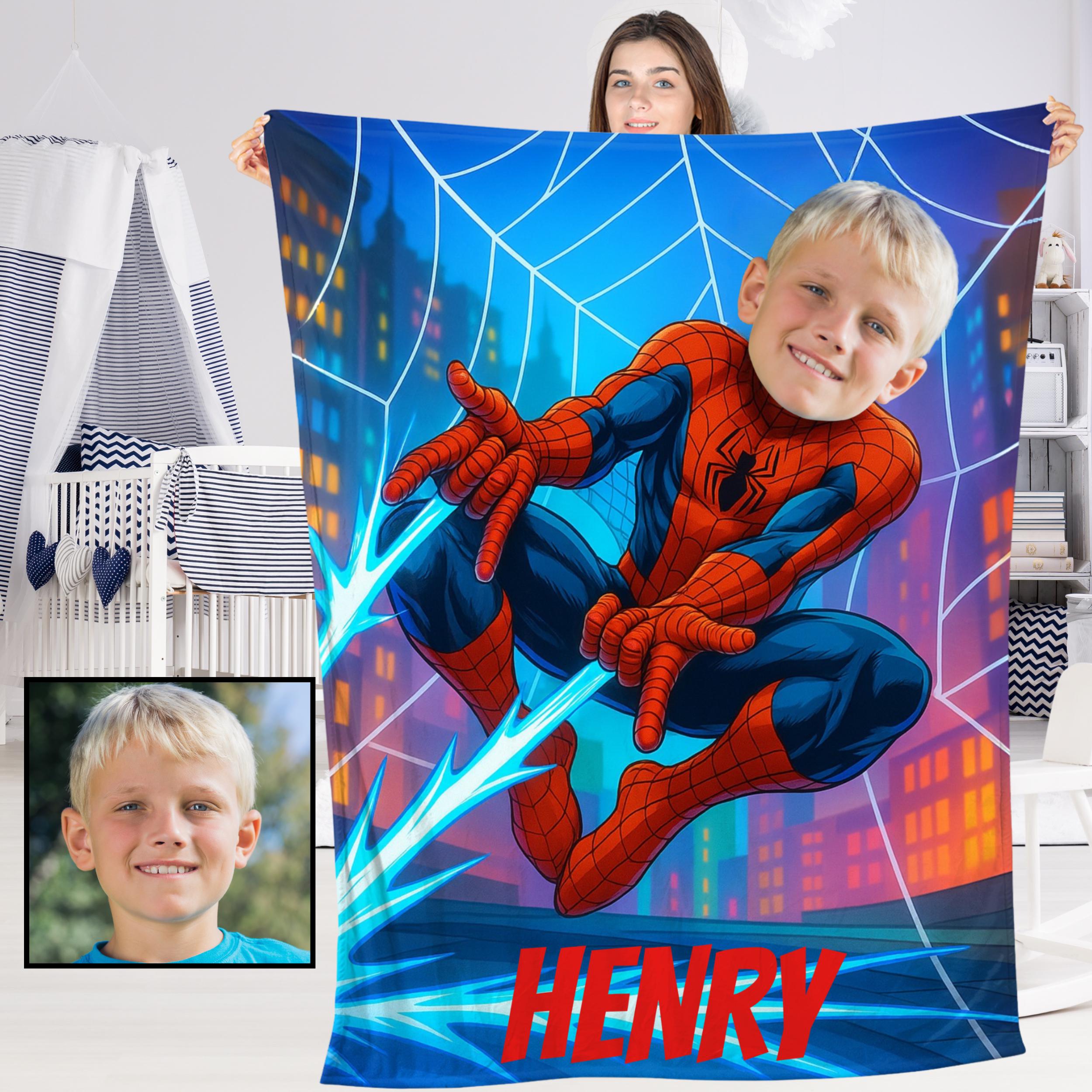 Discover Custom Spider Boy Blanket,Personalized Baby Boy Blanket,Kids Blanket,Superhero Name Blanket Gift