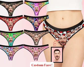 Personalisierter Leoparden Tanga mit Gesicht, personalisierter Name, Hochzeitsgeschenk für Braut, Jahrestag Geschenk, Freundin Geburtstag, Valentinstag Geschenk
